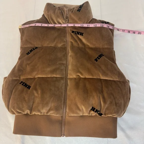 Victoria’s Secret Pink Super Soft Ribbed Velour Cropped Puffer Vest - Picture 5 of 9
